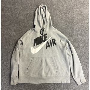 Nike Air Gray Pullover Hoodie Sweatshirt Size Large Logo Pocket
